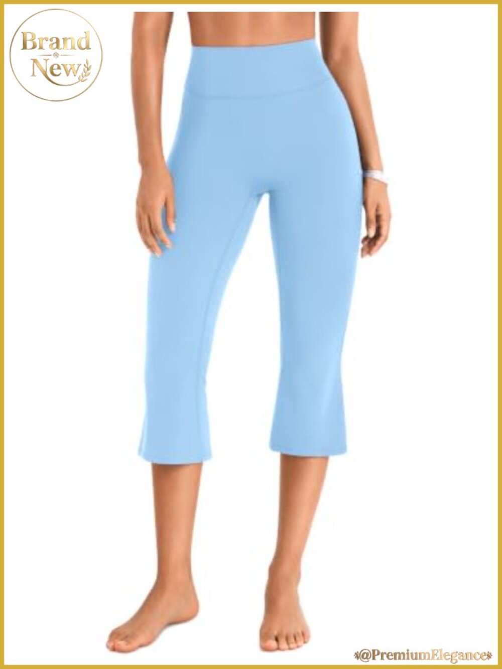 High Waisted Capri Yoga Pants Flare Leg Scrunch Booty Lift Nylon Spandex